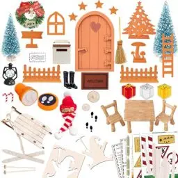 Produktbild: YUNSTK 53 Pcs Wichteltür Zubehör Weihnachten, Weihnachtswichtel Tür Set, Wichtel Tür Nissedor, Miniatur Elfentür Feentür Wichteltüre, Wichteltür Komplettset Wichteltür Baustelle Wichtelzubehöhr
