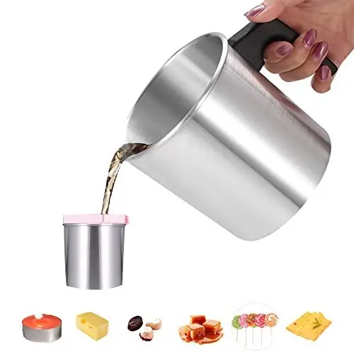 Produktbild: YUNYODA Kerzenherstellung Topf 1,2L, Kerzenschmelztiegel Wachsschmelzer Duftkerze DIY Topf, Kerze Wachs Schmelztiegel Krug intern für Kerzenherstellung und Seifenherstellung Handwerk