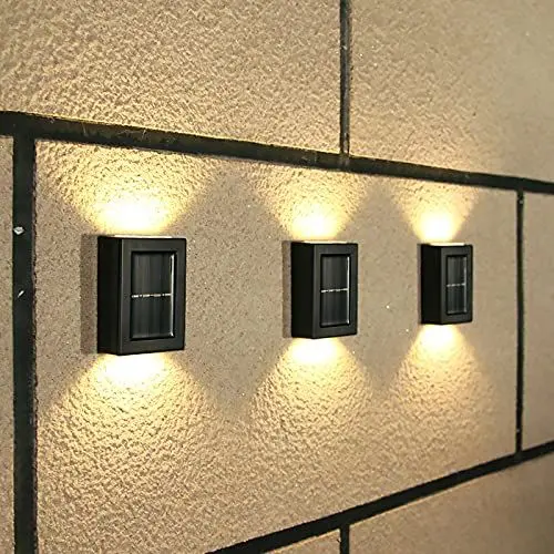 Produktbild: YUNYODA Solar Garten Wandleuchten, 4 Stück Led Wandleuchte Up & Down Light Dekorative Wandbeleuchtung IP65 Wasserdicht Wandleuchten Für Terrasse Treppe