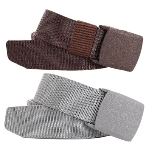 Produktbild: YunYunStrap 2 Stück Gürtel Herren Damen 150 cm Übergröße, 3,8 cm taktischer Arbeitsgürtel aus Nylongewebe mit Kunststoffschnalle