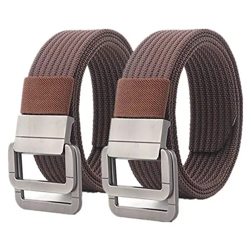 Produktbild: YunYunStrap Gürtel für Männer und Frauen, militärischer taktischer Arbeitsgürtel aus Nylon mit doppelter D-Ring-Schnalle, 2er-Pack