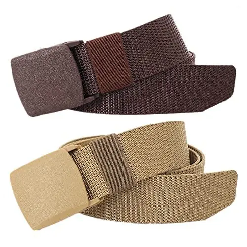 Produktbild: YunYunStrap Plus Size Nylon atmungsaktiver militärischer taktischer Männer Arbeitsgurtgürtel mit Kunststoffschnalle, 2er-Pack