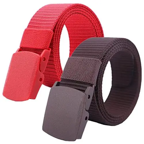 Produktbild: YunYunStrap Männer Frauen Nylon Gurtband Gürtel mit Plastikschnalle, 2-Pack