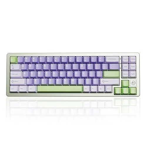 Produktbild: YUNZII AL71 68% mechanische Tastatur, All-Aluminium CNC, Hot-Swap-Ring, 2.4GHz Wireless BT5.0/USB-C Kabel-Gaming-Tastatur, NKRO RGB, für Win/Mac(Green,Crystal White Switch)