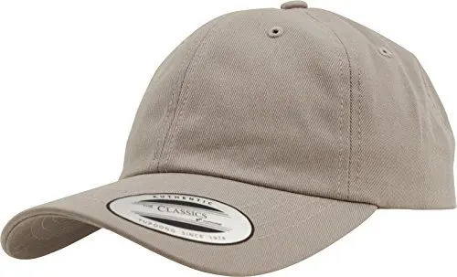 Produktbild: Yupoong Flexfit Low Profile Cotton Twill Unisex Dad Hat Cap für Damen und Herren, 6 Panel Baseball Cap unstructured mit Messingverschluss, khaki, One Size