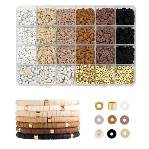 Produktbild: Yuqilin 2414 Stück Perlen für Armbänder, 6 MM Buchstabenperlen, 6 Farben Armband Perlen, Bastelperlen Schmuck, Beads for Bracelets, für Armband, Halskette Schmuckherstellung