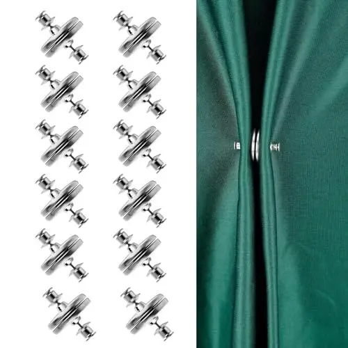 Produktbild: Yuqilin 12 Paare Vorhang Magnetknopf, Raffhalter Magnetisch Vorhang Magnetischer Verschluss Gewichte Gardinen Duschvorhang Magnet Zubehör,für Schlafzimmer Wohnzimmer Esszimmer Badezimmer Büro(Silber)
