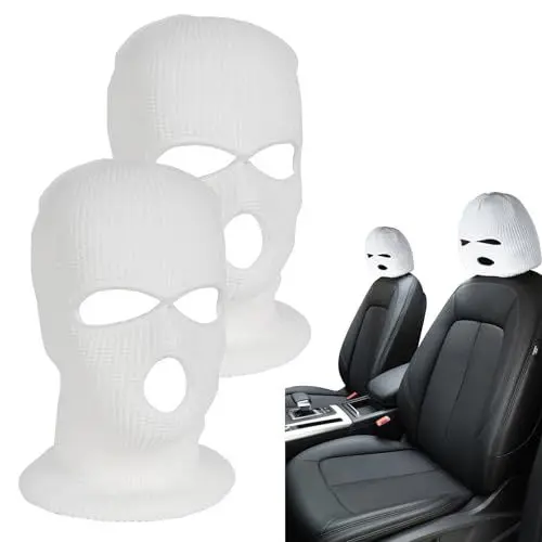 Produktbild: Yuqilin 2 Stück Kopfstützenbezüge, Weiß Autositz Mütze Kopfbedeckung, Ski-Maske Auto-Innenraum-Zubehör für Kopfstützen Geräte
