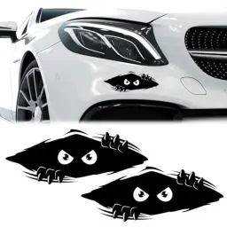 Produktbild: Yuqilin 2 Stück Monster Sticker, 3D Peeking Monster Cartoon Auto Aufkleber, Wasserdicht Autoaufkleber, Graffiti Sticker, für Auto Autofenster Stoßstange Laptop Motorrad (Schwarz)
