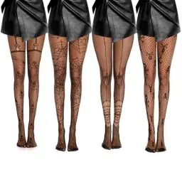 Produktbild: Yuqilin 4 Stücke Strumpfhose Halloween Damen, Halloween Kostüm Damen, Furcht Halloween Strumpfhose, Sexy Strumpfhose Halloween, für Erwachsene Halloween, Karneval, Mottoparty (A Stil)