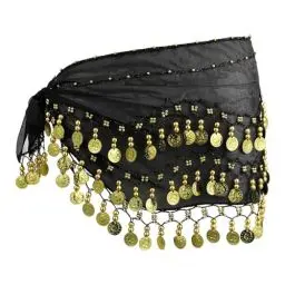 Produktbild: Yuqilin Bauchtanz Hüfttuch, Exquisit Bauchtanz Kostüm Damen, Wesentlich Bauchtanz Accessoires Damen, Bringen sie 98 Münzen mit, für Bauchtanz, Zumba Oder Yoga-Klasse, Performance-Kostüm (Schwarz)
