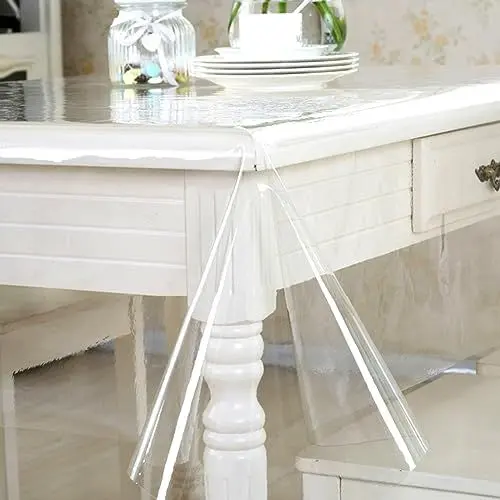 Produktbild: Yuragim Tischfolie Transparent 50 x 140cm Tischdecke Durchsichtig Outdoor Tischschutz Transparente Tischtuch Durchsichtige 0.13mm Tischdecke Abwaschbar PVC Plastik-Tischdecken Folie Tischschutzfolie