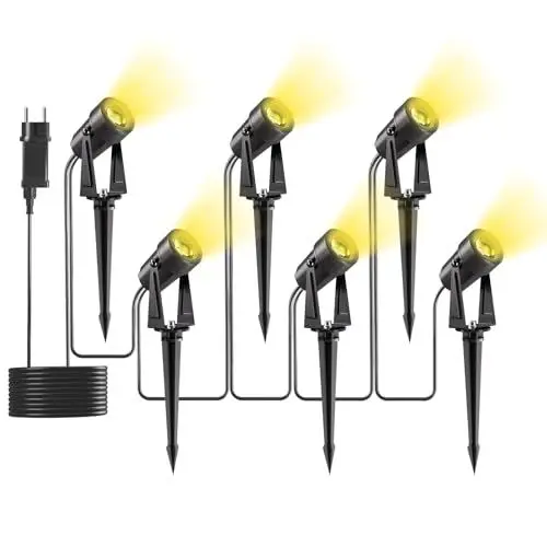 Produktbild: Yuusei Gartenbeleuchtung 6er Set/20M, Warmweiß 3000K Led Strahler Außen, IP65 Wasserdicht Gartenlampe für Außen Garten Terrasse Bäume Rasen