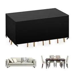 Produktbild: YuYo Abdeckplane Gartenmöbel, Abdeckplane Gartentisch Wasserdiches Gartenmöbel Abdeckung, Groß Tschabdeckung Gartenmöbel Abdeckhaube 200x 160x 70cm - Schwarz