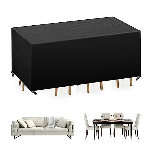 Produktbild: YuYo Abdeckplane Gartenmöbel, Abdeckplane Gartentisch Wasserdiches Gartenmöbel Abdeckung, Groß Tschabdeckung Gartenmöbel Abdeckhaube 200x 160x 70cm - Schwarz