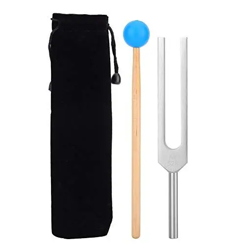 Produktbild: YUYTE 528 Hz Stimmgabel aus Edelstahl, Stimmgabel Set mit Hammer und schwarze Aufbewahrungstasche, Stimmgabel Neurologie für Klangtherapie, Musikinstrument, Ausgleich