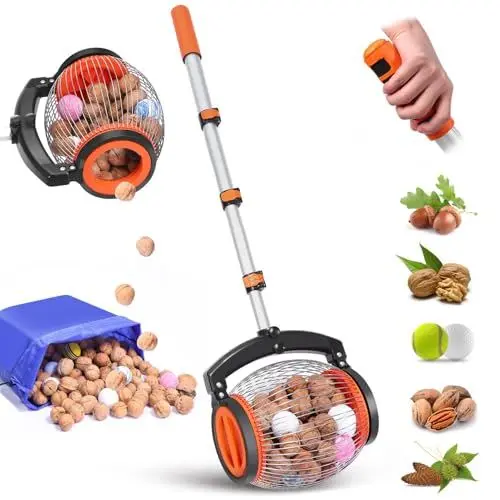 Produktbild: YUYTE Nusssammler, Pflücker-Oberwalze, Rollender Nusssammler, Ballsammler, Multifunktionales Gartenpflückerwerkzeug für Walnusskastanienfrüchte, Hickory-Rosskastanien