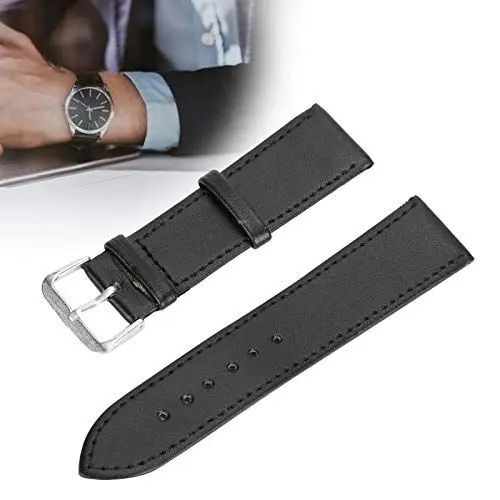 Produktbild: YUYTE PU-Leder-Uhrenarmband mit Schnellverschluss, Ersatzarmband mit Edelstahl-Metallverschluss, Bandbreite 12 Mm, 14 Mm, 16 Mm, 18 Mm, 20 Mm, 22 Mm (Wählen Sie die Richtige Größe)(12mm black)
