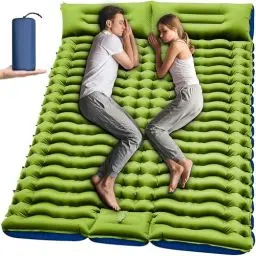 Produktbild: Yuzonc Camping Isomatte Selbstaufblasend, Verdicktes Doppel Camping Matratze, Ultraleicht Luftmatratze Camping für 2 Personen Aufblasbare mit Fußpumpe & Kissen für Outdoor, Wandern, Zelt