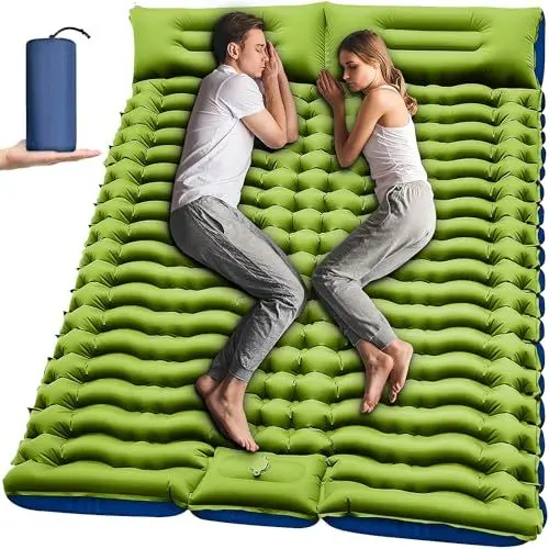 Produktbild: Yuzonc Camping Isomatte Selbstaufblasend, Verdicktes Doppel Camping Matratze, Ultraleicht Luftmatratze Camping für 2 Personen Aufblasbare mit Fußpumpe & Kissen für Outdoor, Wandern, Zelt