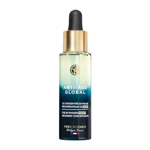 Produktbild: Yves Rocher ANTI-AGE GLOBAL - Regenerierendes 2-Phasen Nachtkonzentrat - Luxuriöse Gesichtspflege mit Knospen-Nektar - Für reife Haut - 30 ml