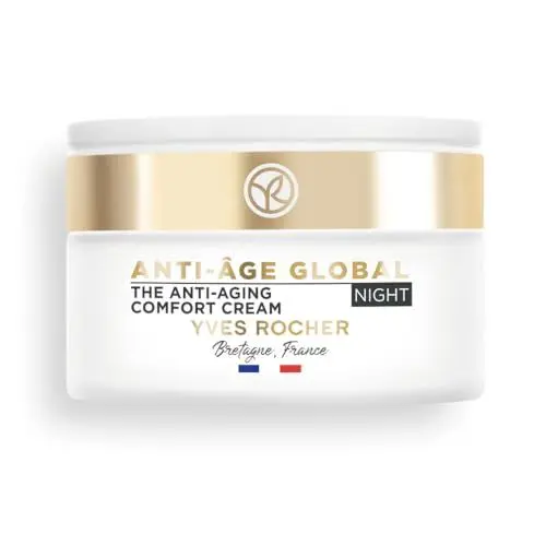 Produktbild: Yves Rocher ANTI-AGE GLOBAL - Korrigierende Nachtcreme - Luxuriöse Gesichtspflege mit Knospen-Nektar - Anti-Aging Pflege für alle Hauttypen- 50 ml