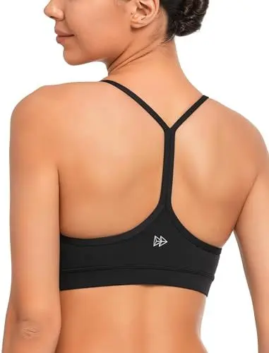 Produktbild: Yvette Damen Sport BH Yoga Bra Spaghetti Y-Rücken Top Gepolstert Ohne Bügel Sommer,Schwarz,L