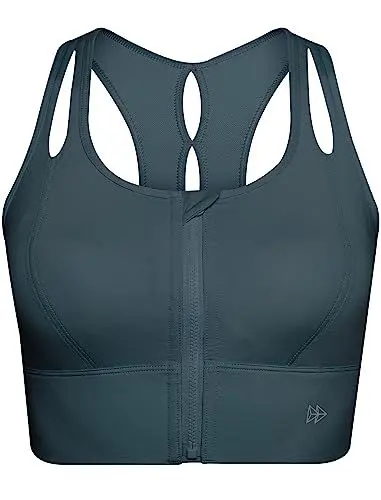 Produktbild: Yvette Sport BH Hollow-Out Ringerrücken Starker Halt Große Brüste mit Vorderverschluss,Dunkelblau,XL