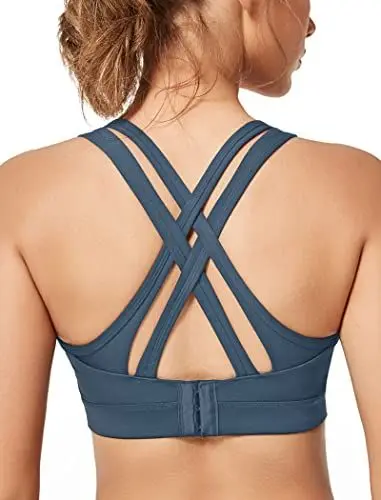 Produktbild: Yvette Sport BH Starker Halt Gepolstert Gekreuzt Rücken Große Brüste Lauf Fitness Yoga Bra,Grau,M