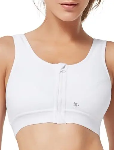 Produktbild: Yvette Sport BH Starker Halt mit Vorderverschluss, Große Größen Fitness Lauf Sports Bra,Weiß,75D