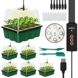 Produktbild: yVicv Mini Gewächshaus, 6 Stück Zimmergewächshaus Anzuchtkasten mit Licht, Indoor mit Timing-Controller Einstellbare Helligkeit (Timing-Controller)