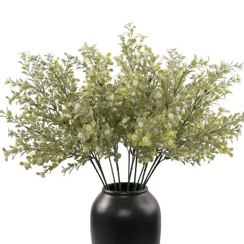 Produktbild: YVONNEYI 12 Stück Künstliche Eukalyptus Zweige 65 cm | Kunstpflanzen für Vasenfüller, Tischdeko Hochzeit & Wohnzimmer | Kunstzweige aus Kunststoff, Deko-Zweige für Blumenarrangements (Ohne Vase)