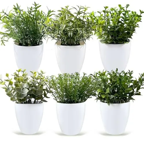Produktbild: YVONNEYI 6 Stück Mini Künstliche Pflanzen, Kunstpflanze Eukalyptus Deko, Mini Kunstblumen, Kunstpflanzen für Schlafzimmer Badezimmer Küchen Zuhause Innen Deko