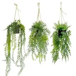 Produktbild: YVONNEYI 3 Stück 71.9/50.8/50 cm Hängepflanze Künstlich im Schwarz Topf, Künstliche Hängepflanzen für Deko Wohnzimmer, Hängepflanze Künstlich für Wand Büro Zimmer Regal Indoor Outdoor Deko