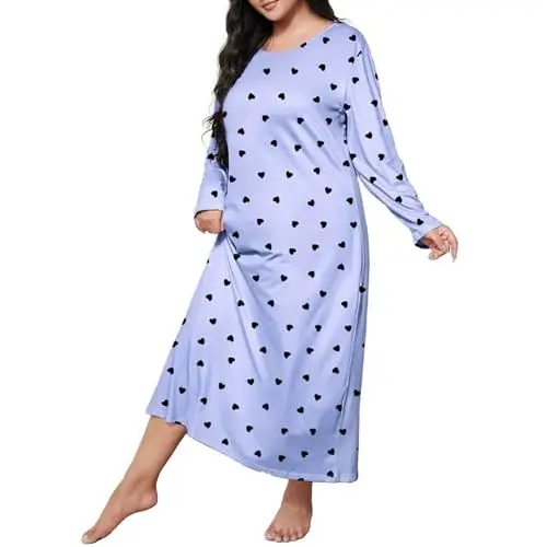 Produktbild: YWLINK Nachthemd Damen Nachtwäsche Baumwolle Loungewear Nachtkleid Kurz Negligee Streifen Sleepshirt Kurzarm V-Ausschnitt Sleepwear Bequeme Freizeitkleid (e-Sky Blue, XXL)