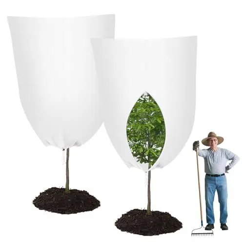 Produktbild: YYDSLEE 2 Stück Pflanzenschutz Atmungsaktiv Reißfest Winterschutz für Kübelpflanzen mit Zugband Bäume Palmen Frostschutz Schutzhülle Pflanzensack mit Reißverschluss Pflanzenabdeckung 120X80 cm