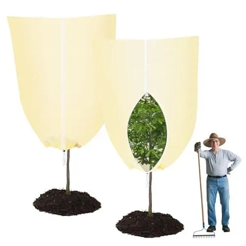 Produktbild: YYDSLEE 2 Stück Pflanzenschutz Atmungsaktiv Reißfest Winterschutz für Kübelpflanzen mit Zugband Bäume Palmen Frostschutz Schutzhülle Pflanzensack mit Reißverschluss Pflanzenabdeckung 180X120CM