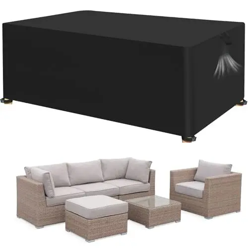 Produktbild: YYDSLEE Gartenmöbel Abdeckung Wasserdicht 242 X 162 X 100 cm Anti-UV 420D Oxford Gewebe Abdeckplane mit Belüftungsöffnungen Winddicht Winterfest Schutzhülle für Sitzgruppe Gartentische Terrassenmöbel