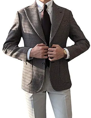 Produktbild: YYI Herren Jacke Anzug Blazer Plaid Peak Revers Zwei Knöpfe Jacke