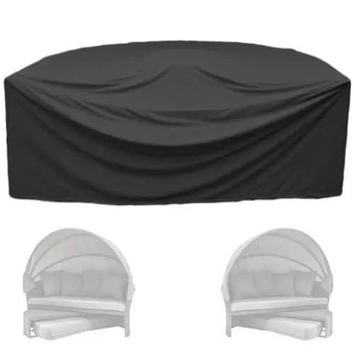 Produktbild: Sonneninsel Abdeckung Halbrund Wasserdicht, Schutzhülle Sonneninsel Halbrund mit Schnallenriemen, 420D Oxford-Stoff-Schwarz (200*110*75cm)