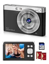 Produktbild: Y-YOPZI 4K Ultra HD Mini-Videokamera 50 MP 2, 88-Zoll-LCD-wiederaufladbare Studenten-Kompaktkamera mit 16-fachem Digitalzoom YouTube-Vlogging-Kamera für Kinder, Erwachsene, Anfänger(Schwarz)