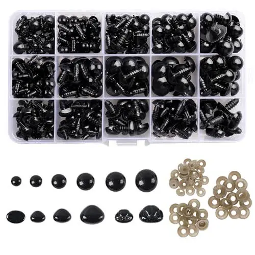Produktbild: YYTOL Sicherheitsaugen für Häkeltiere 566 Stück Amigurumi Häkel Augen Knopfaugen Puppenaugen und Nasen für Häkeltiere Kuscheltiere Puppen 5-14mm