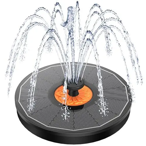 Produktbild: Yzert Solar Springbrunnen für Außen 2025 Upgraded, 3.5W Solarbrunnen für Draussen mit 7 Düsen, Solar Teichpumpe Solar Schwimmender Fontäne Pumpe für Garten, Vogel-Bad, Teich, Wasserspiel (Schwarz)