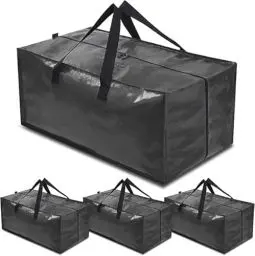 Produktbild: YZK Umzugstaschen Groß 4 Stück mit Rucksackgurten und Reißverschlüssen, Aufbewahrungstasche für Bettdecken Kleidung, Moving Bags für Umzug, Reisen, Camping, Gartengeräte (Schwarz)