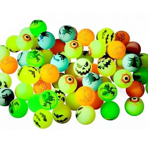 Produktbild: YZZT 24 Stück bunte Halloween-Leucht-Elastikbälle - 30 mm Durchmesser, Kunststoffmaterial, 24-teiliges Paket - Großartig als Kinderspielzeug und Geschenk