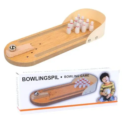 Produktbild: YZZT Tisch-Mini-Bowling-Spiele, Holz-Mini-Bowling-Spielzeug, Holz-Arcade-Bowling, Bowling-Brettspiele, Stressabbau-Fingerspielzeug, Schreibtisch-Gadgets, Aktivität Fingerspielzeug, Alter 5+