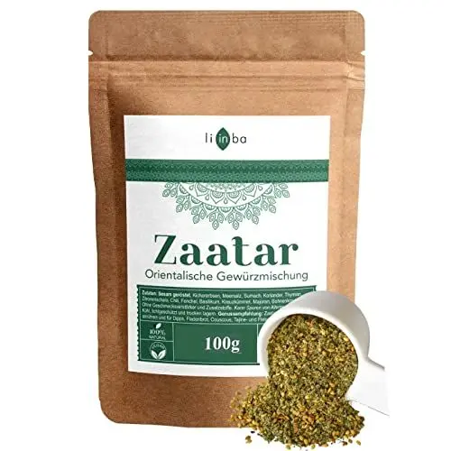 Produktbild: Zaatar Za'atar Gewürz 100g, Orientalische Gewürze fein abgestimmt, Zatar Gewürzmischung mit Sumach, Za atar frei von Zusatzstoffen, in Deutschland abgefüllt