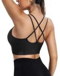 Produktbild: ZAAYO Damen Sport BH mit Gepolstert Nahtlose Bra Cross Back Design Push up BH Sport Bra Top Fitness Lauf Joggen Yoga Schwarz S