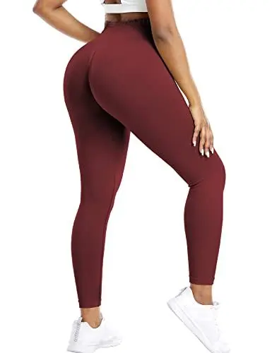 Produktbild: ZAAYO Scrunch Butt Sport Leggings Damen Gym Booty Fitness Blickdichte Lang Sporthose Tights Wein Medium