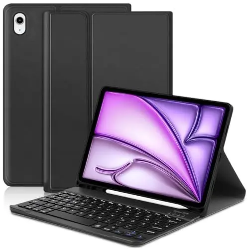 Produktbild: Zabatoco Hülle mit Tastatur für iPad Air 11 Zoll M3 2025, Magnetische abnehmbare Deutsche Tastatur mit smart Hülle mit Pencil Halter Kompatibel mit iPad Air 11